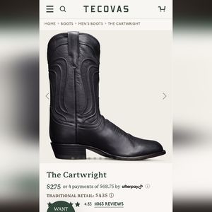 NWT Tecovas Cartwright Boots